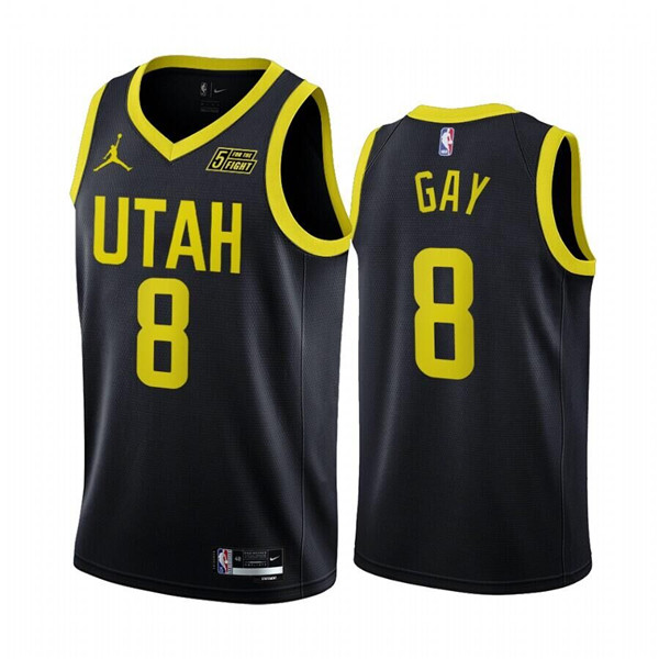 Men's Utah Jazz #8 Rudy Gay Black 2022/23 Association Edition Stitched Basketball Jersey